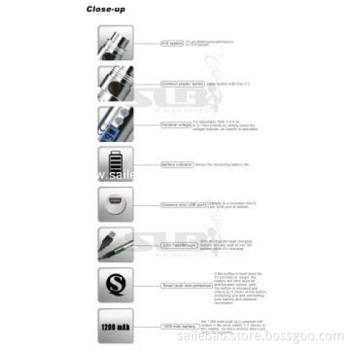 SLB patented hot sell variable volt slb ego v v2 with 650/1200mah